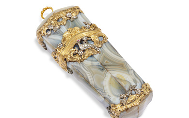 A GEORGE III GOLD-MOUNTED HARDSTONE NECESSAIRE LONDON, CIRCA 1765; WITH LATER FRENCH CONTROL MARKS