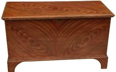 A GOOD 19C SIX BOARD GRAIN PAINTED BLANKET CHEST
