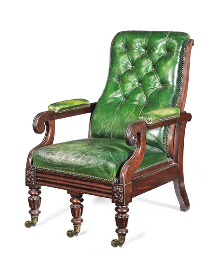 A George IV mahogany reclining armchair