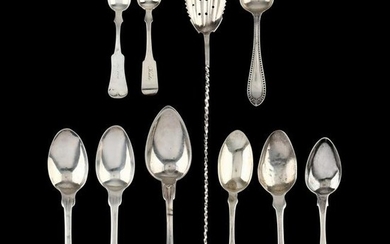 A Grouping of Ten Coin Silver Spoons