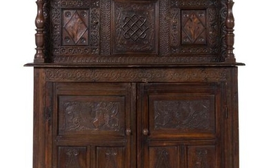 A Jacobean Style Oak Court Cupboard