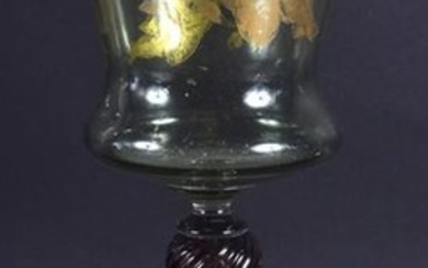 A LARGE VENETIAN GLASS decorated with foliage. 21 cm