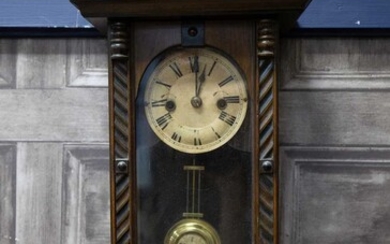 A LATE VICTORIAN VIENNA STYLE WALL CLOCK