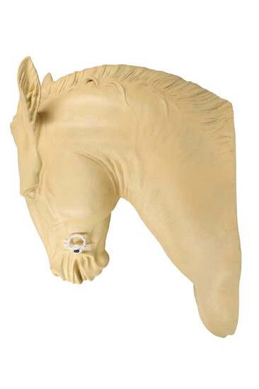 A LIFESIZE GRAND TOUR STYLE RESIN HEAD OF A HORSE