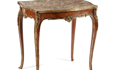 A Louis XV Style Gilt Bronze Mounted Side Table