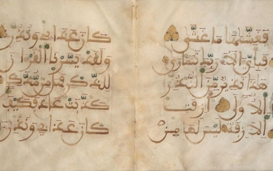 A Maghrebi Qur'an bifolio, Spain or North Africa, circa 12th/14th...