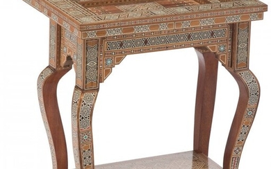 A Moorish Inlaid Games Table with Additional Gam