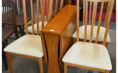 A Morris of Glasgow teak drop-leaf table and four chairs