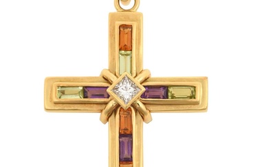 A Multi-Gem Set Cross Pendant, by Catherine Best the cross...