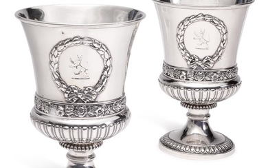 A PAIR OF GEORGE IV SILVER GOBLETS, PAUL STORR, LONDON, 1822