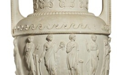 A PAIR OF LARGE PLASTER MODELS OF URNS IN GEORGE III NEOCLASSICAL STYLE, 20TH CENTURY