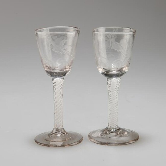 A PAIR OF 'PEACE' WINE GLASSES, CIRCA 1775