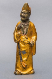 A Painted Gilt Lacquered Bronze Figure of Ji Gong, Qing Dynasty.