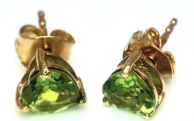 A Pair of Gold Plated 925 Silver and Peridot...