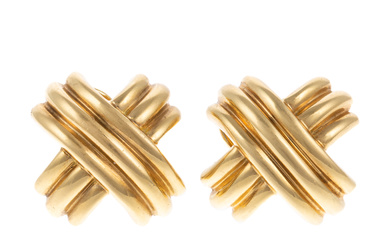 A Pair of Tiffany & Co. "X" Earrings in 18K