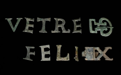 A ROMAN SET OF SILVER MILITARY BELT LETTERS FOR SAYING