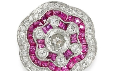 A RUBY AND DIAMOND DRESS RING set with a principal old