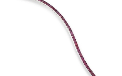 A RUBY LINE BRACELET in white gold, set with a single
