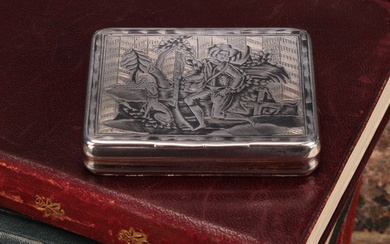 A Russian silver and niello rounded rectangular snuff box, h...