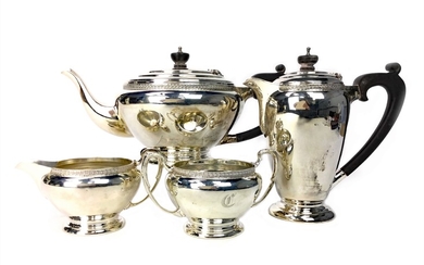 A SILVER FOUR PIECE TEA AND COFFEE SERVICE