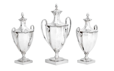 A Set of Three George III Silver Condiment-Vases by John Kidder, London, 1791