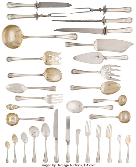 A Three Hundred Sixty-Seven-Piece Gorham Mfg. Co. Old French Pattern Partial Flatware Service for Twelve (designed 1905)