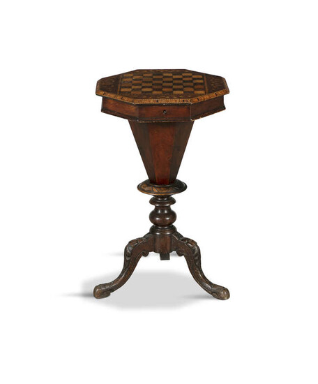 A VICTORIAN INLAID WALNUT GAMES TABLE, the hinged...