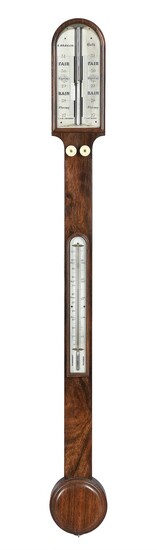A Victorian rosewood mercury stick barometer, G. Braham, Bath, circa 1850