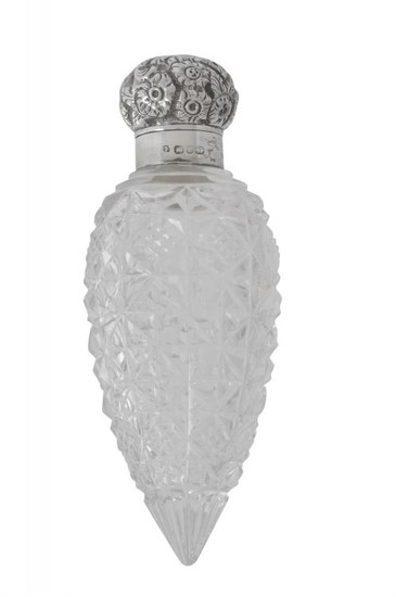 A Victorian silver mounted cut glass scent bottle