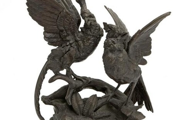 A bronze figure of game birds