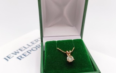 A certificated 18ct rose gold and solitaire diamond pendant,...