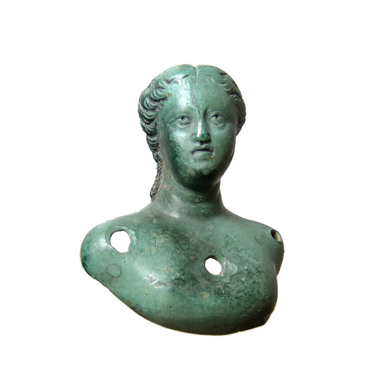 A choice Roman bronze bust of a woman