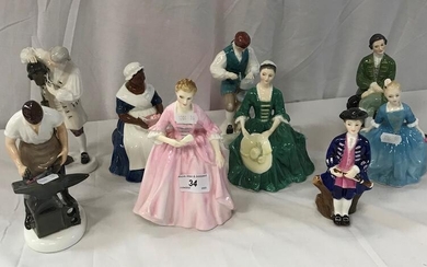 A collection of Royal Doulton figures comprising ''A Lady...