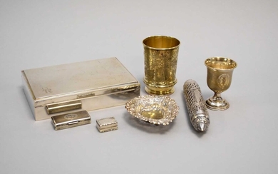 A collection of silver and white metal