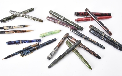 A collection of vintage marbled fountain pens