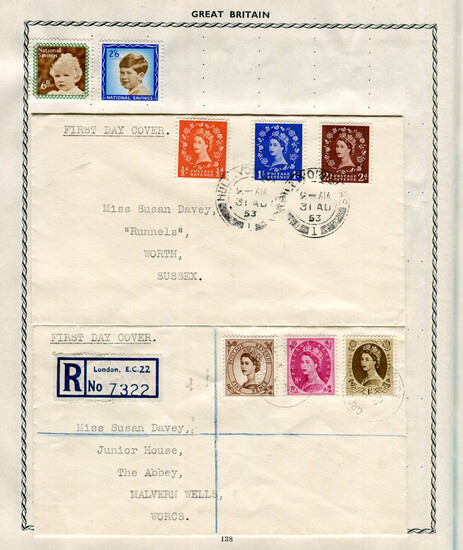 A collection of world stamps in four albums, including an album with 1937 and 1953 Coronation omnibu