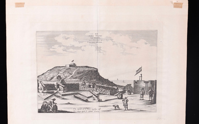 A copper stick, View of Fort Oranje seen from Fort Nassau, 18th century.