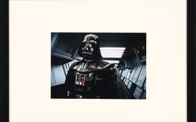 A double-signed colour photo of the actors David Prowse (b. 1935) and James Earl Jones (b. 1931) in their joint role as Dath Vader.