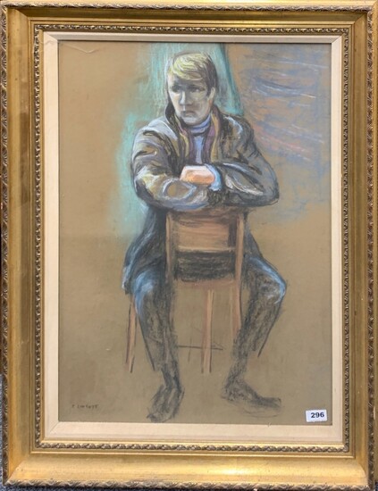 A gilt framed pastel portrait of a young man, signed E. Lintott. Frame size 61 x 91cm.