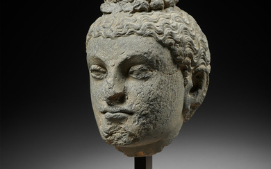 A gray schist head of Buddha, Gandhara, 3th-4th century