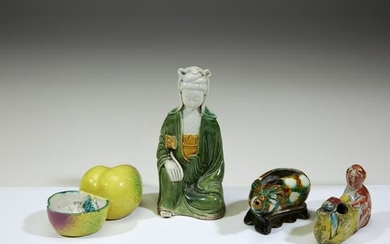 A group of four Chinese ceramic objects, Kangxi period