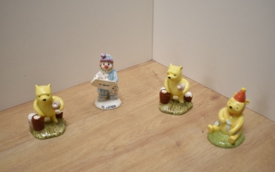 A group of three Royal Doulton bone china Disney Winnie The Pooh figures, Pooh Counting The Honey