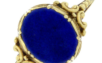 A lapis lazuli single-stone ring.