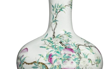 SOLD. A large Chinese enamelled porcelain "nine peaches" bottle vase. Qianlong sealmark in underglaze blue at the reverse, but c. 1900. H. 48 cm. – Bruun Rasmussen Auctioneers of Fine Art