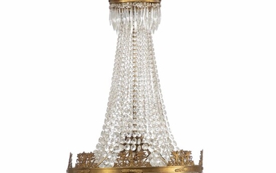 SOLD. A large Empire style gilt bronze and crystal chandelier. France, late 19th century. H. 130 cm. Diam. 65 cm. – Bruun Rasmussen Auctioneers of Fine Art