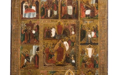A large Russian feast icon, 19th century