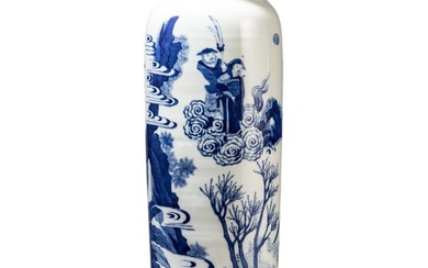 A large blue and white vase with soldier scene, probably Kangxi period (18th century)