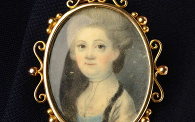A late Georgian portrait miniature, in an early 20th century gold double-sided locket mount.