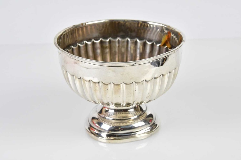 A late Victorian hallmarked silver part gadrooned pedestal bowl, Sheffield...