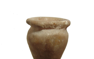 A little Egyptian alabaster votive jar, New Kingdom